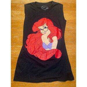 Disney Ariel Sleeveless Black T-Shirt Dress With Cut-Out Back Design Size S